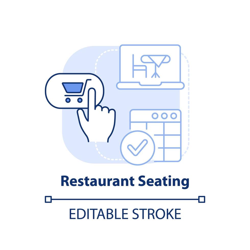 Restaurant seating light blue concept icon. Table reservation. Digital first service abstract idea thin line illustration. Isolated outline drawing. Editable stroke. vector