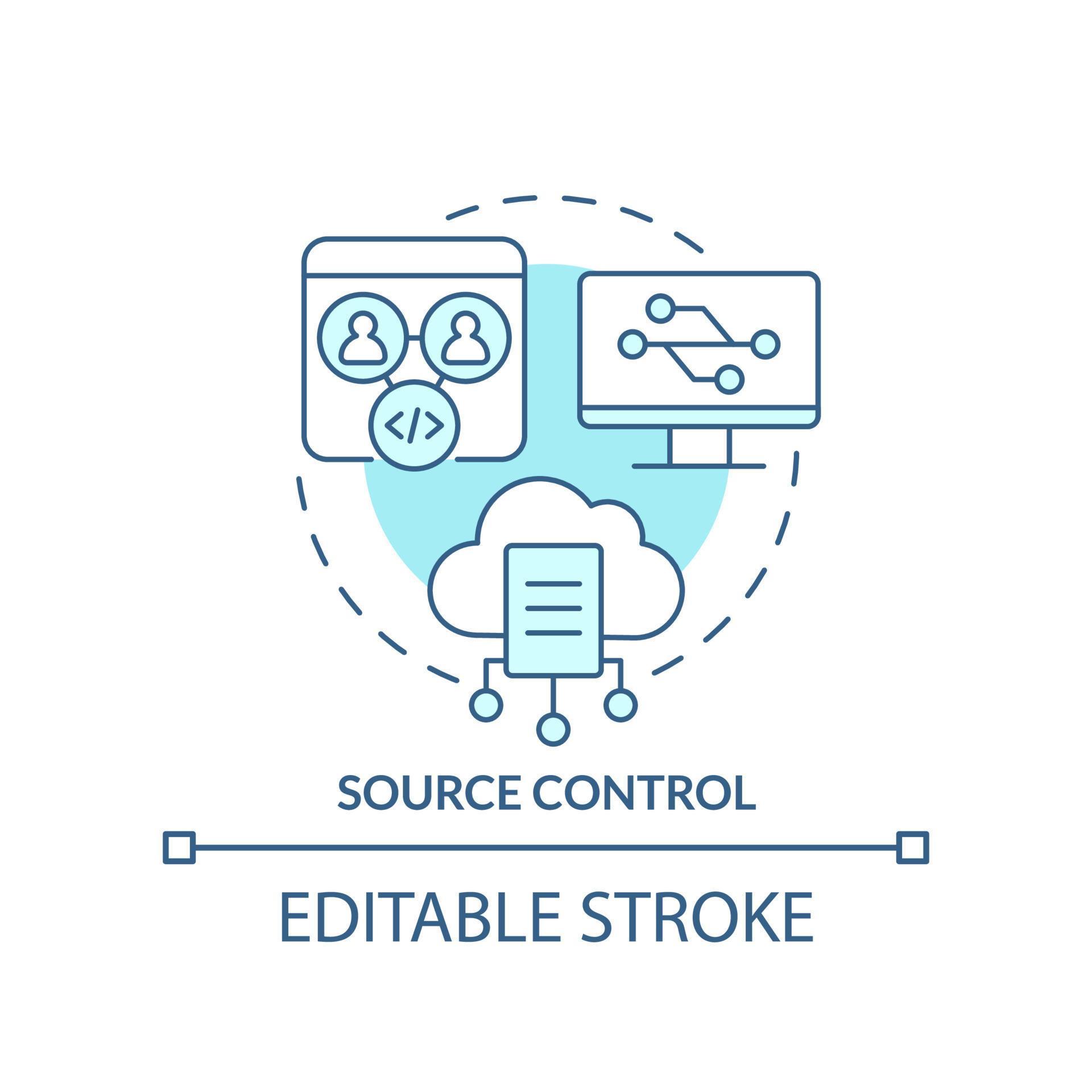 Source control turquoise concept icon. Tracking code changes ...