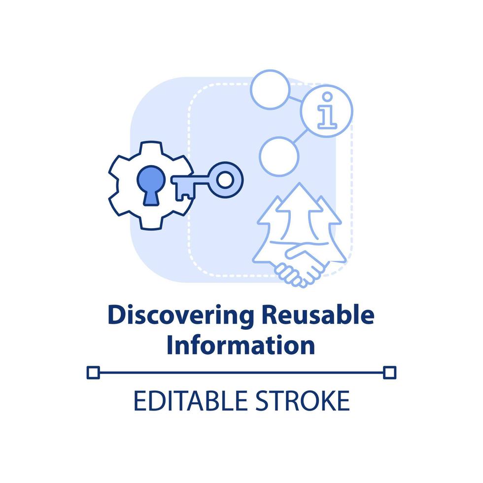 Discovering reusable information light blue concept icon. Risk management advantage abstract idea thin line illustration. Isolated outline drawing. Editable stroke. vector