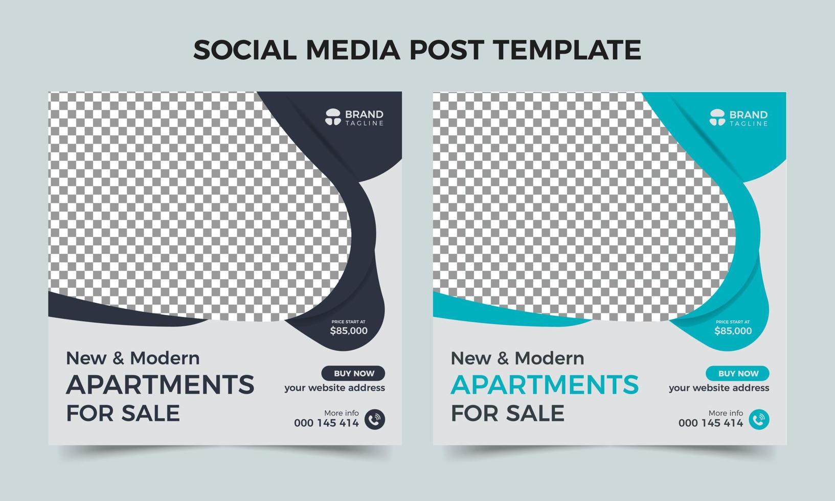Home sale or real estate banner design, Unique apartments sale square colorful banner template, social media post design template vector