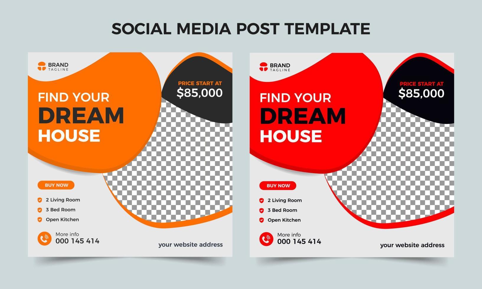 Home sale or real estate banner design, Unique house sale square colorful banner template, Modern social media post template vector