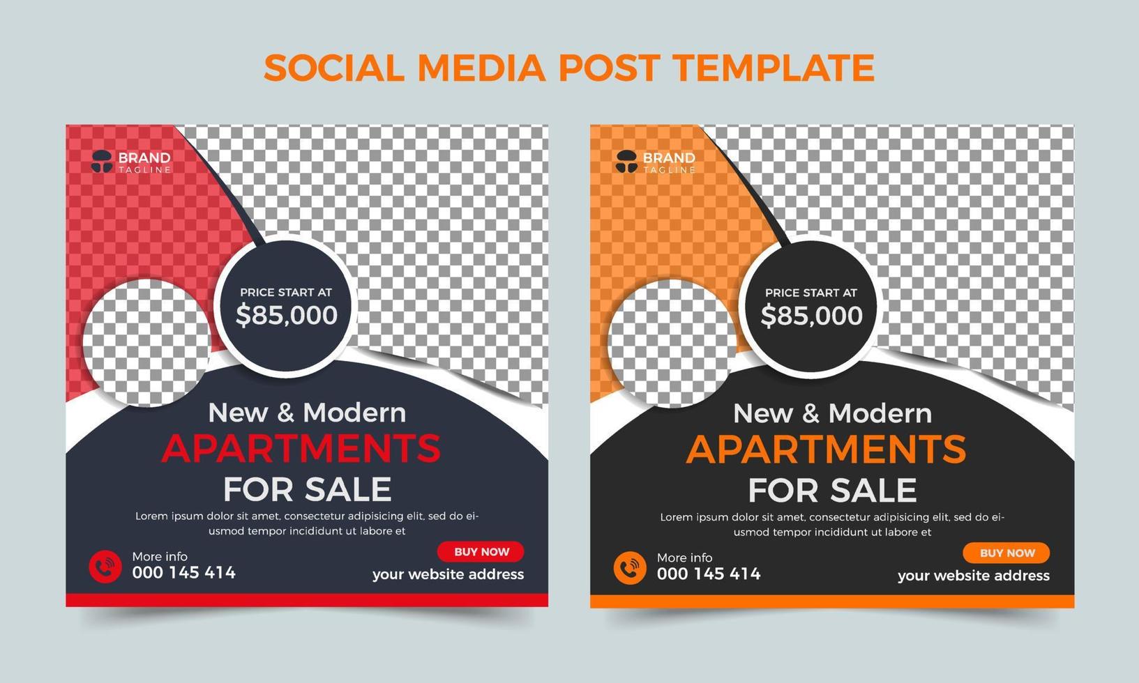 Home sale or real estate banner design, Unique house sale square yellow and red banner template, Modern social media post template vector