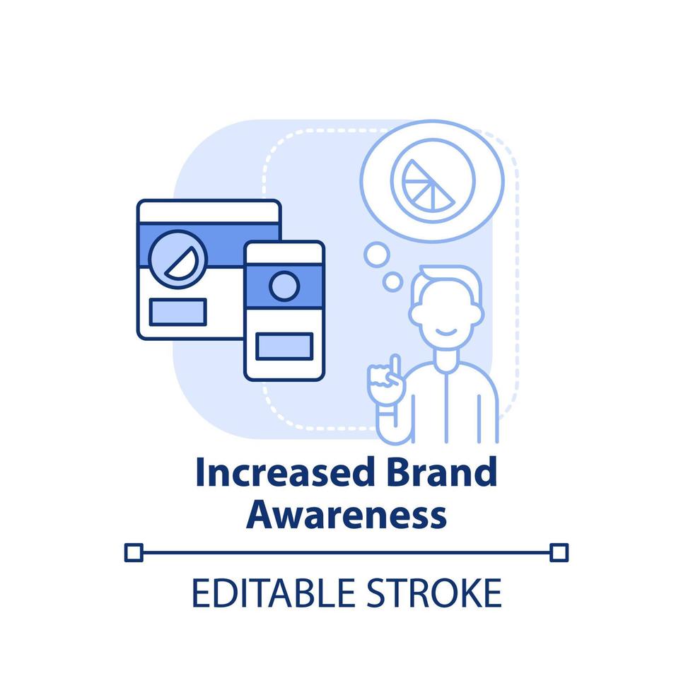 Increased brand awareness light blue concept icon. Social media. Digital first pros abstract idea thin line illustration. Isolated outline drawing. Editable stroke. vector
