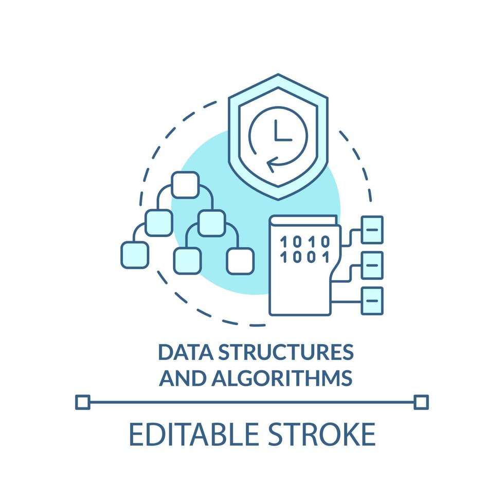 Data structures and algorithms turquoise concept icon. Programming skill abstract idea thin line illustration. Isolated outline drawing. Editable stroke. vector