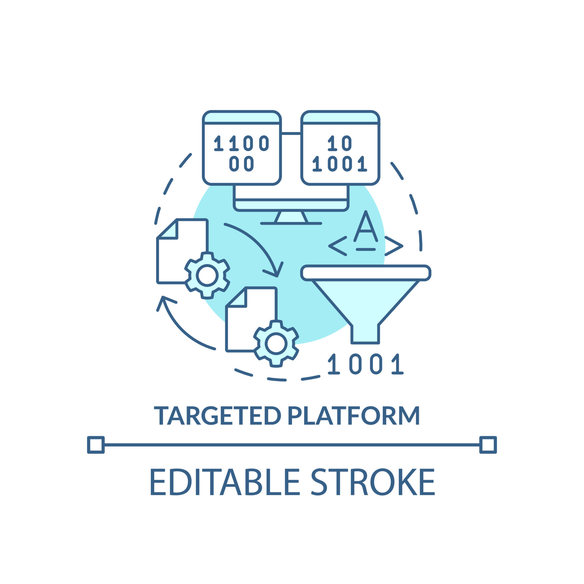 Targeted platform turquoise concept icon. Programing language choice ...