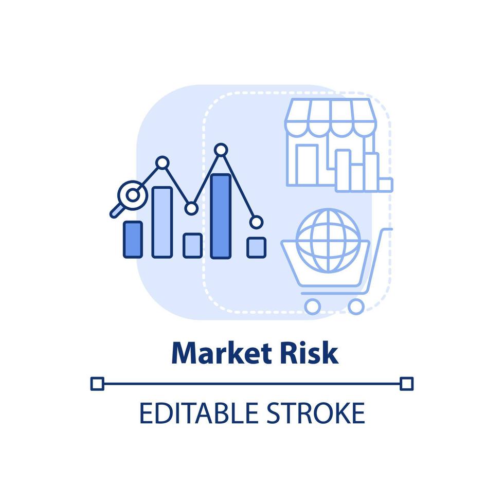 Market risk light blue concept icon. Risk category abstract idea thin line illustration. Retail business. Selling online. Isolated outline drawing. Editable stroke. vector