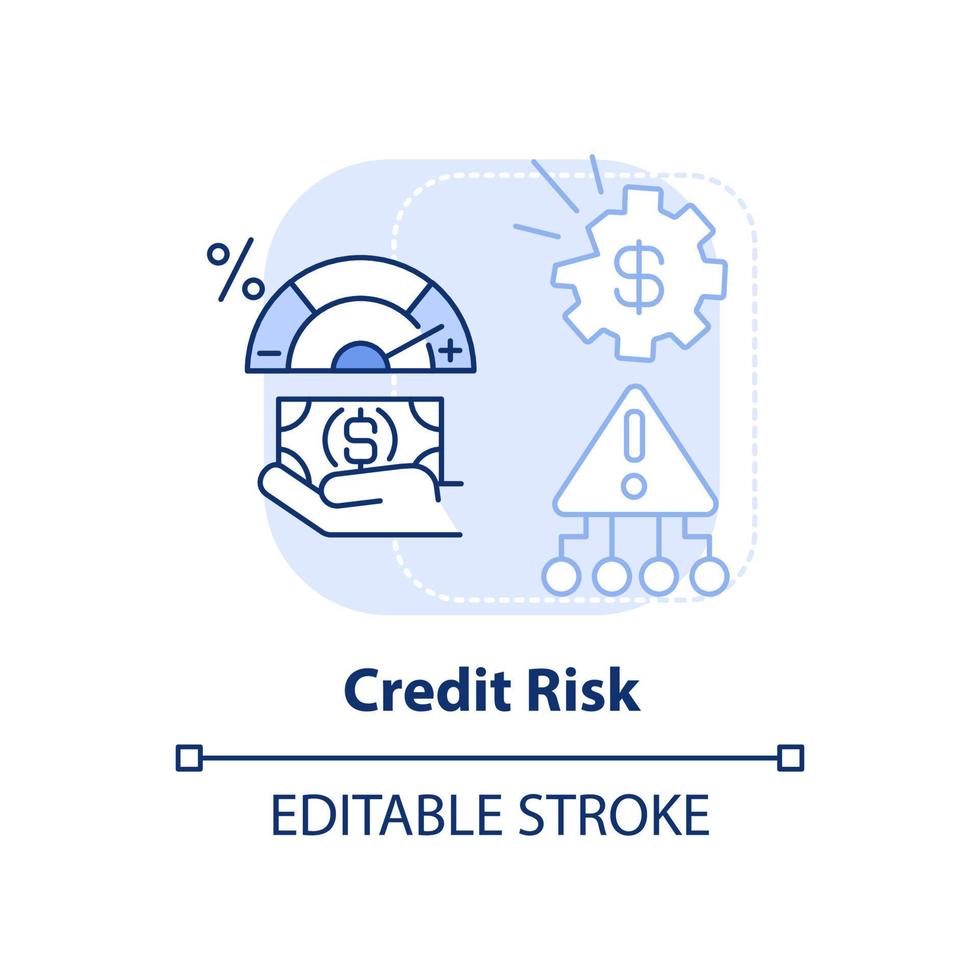 Credit risk light blue concept icon. Risk category abstract idea thin line illustration. Failure to repay loan. Isolated outline drawing. Editable stroke. vector