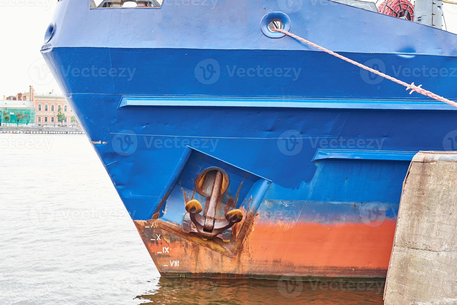 Close up of cargo ship in the port photo