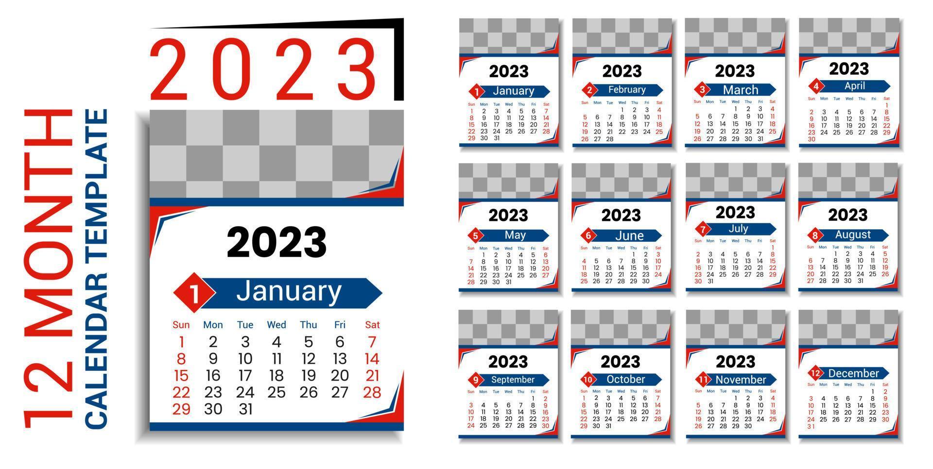 diseño de calendario único 2023 vector