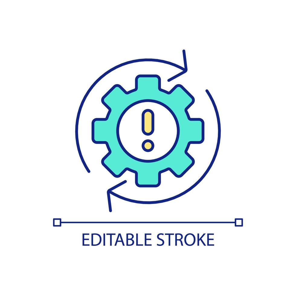 Operational failure RGB color icon. Manufacturing errors. Reduced productivity. Poor management. Isolated vector illustration. Simple filled line drawing. Editable stroke.