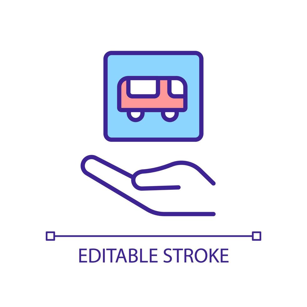 Provide transportation services RGB color icon. Public transport. Bus travel. Passengers transfer. Isolated vector illustration. Simple filled line drawing. Editable stroke.
