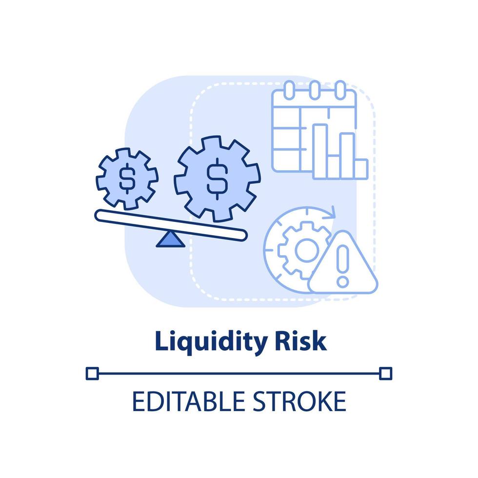 Liquidity risk light blue concept icon. Risk category abstract idea thin line illustration. Poor financial condition. Isolated outline drawing. Editable stroke. vector