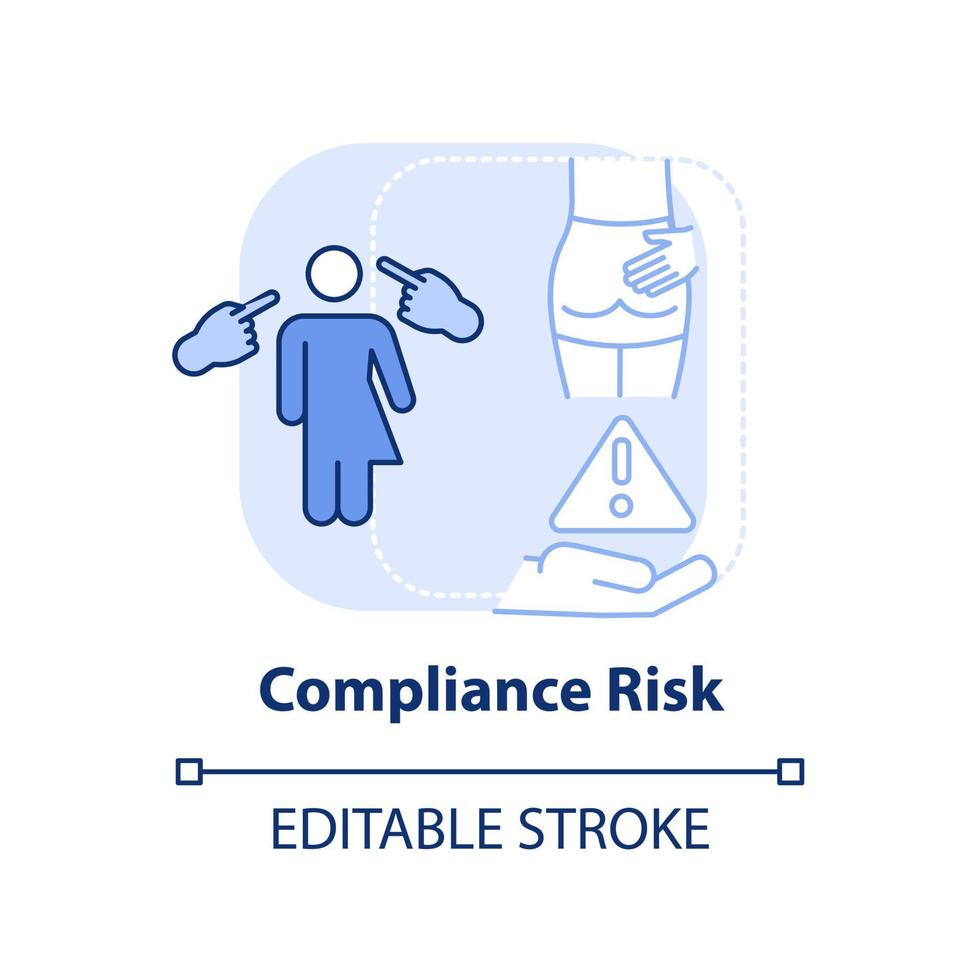 Compliance risk light blue concept icon. Risk category abstract idea thin line illustration. Illegal practices. Isolated outline drawing. Editable stroke. vector