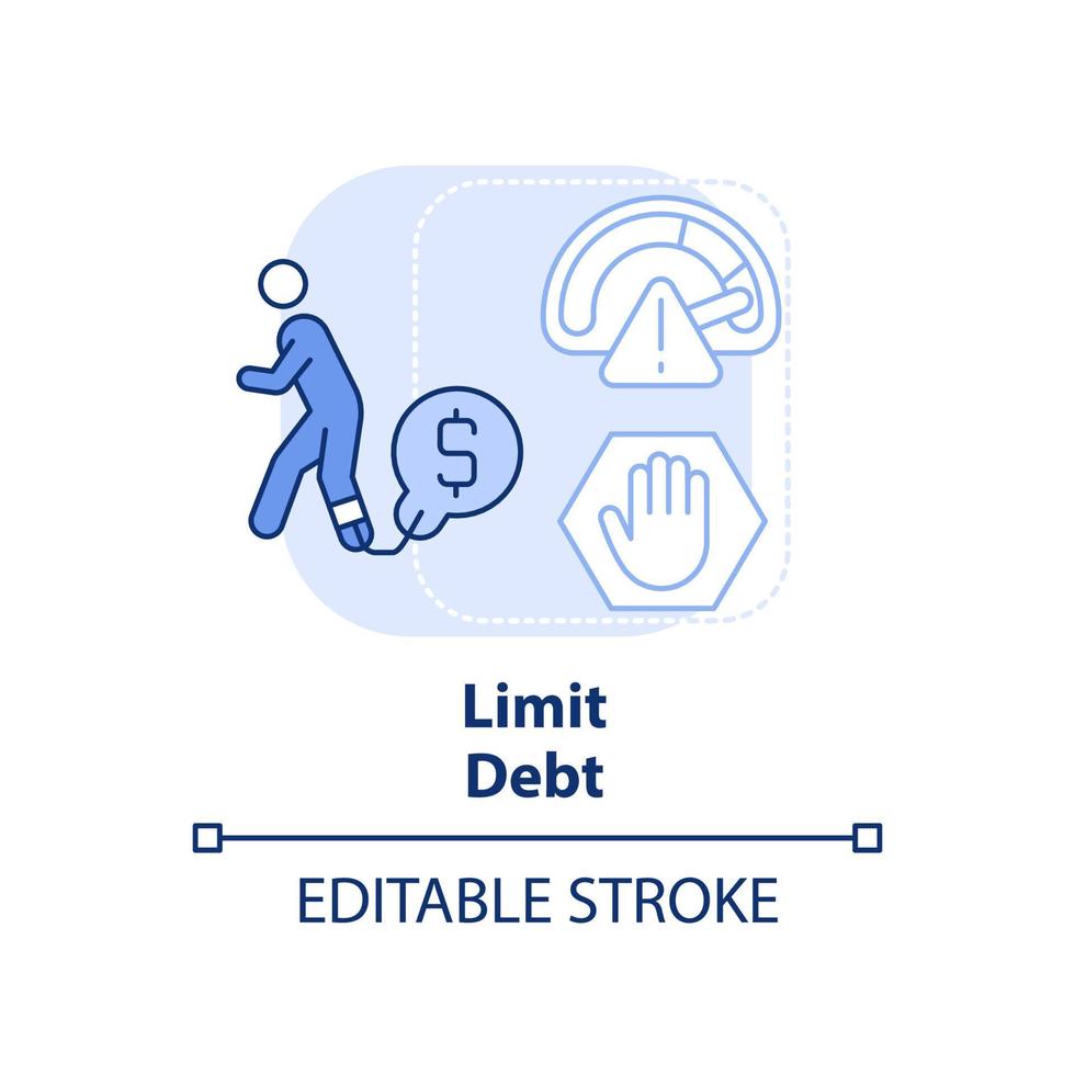 Limit debt light blue concept icon. Additional step to risk management abstract idea thin line illustration. Isolated outline drawing. Editable stroke. vector