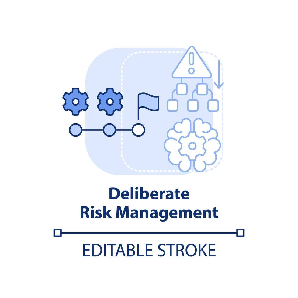 icono de concepto azul claro de gestión de riesgos deliberada. supervisar riesgo idea abstracta ilustración de línea delgada. Situación de crisis. dibujo de contorno aislado. trazo editable. vector