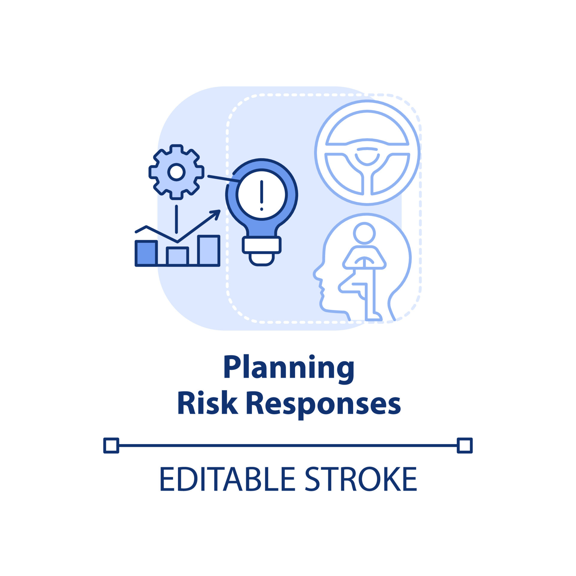 Planning risk responses light blue concept icon. Risk management