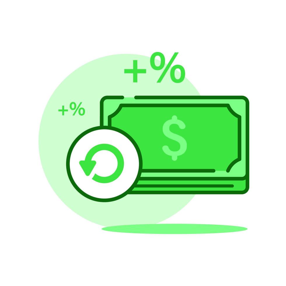 ilustración del concepto de reembolso diseño plano vector eps10. elemento gráfico simple y moderno para página de inicio, interfaz de usuario de estado vacío, infografía