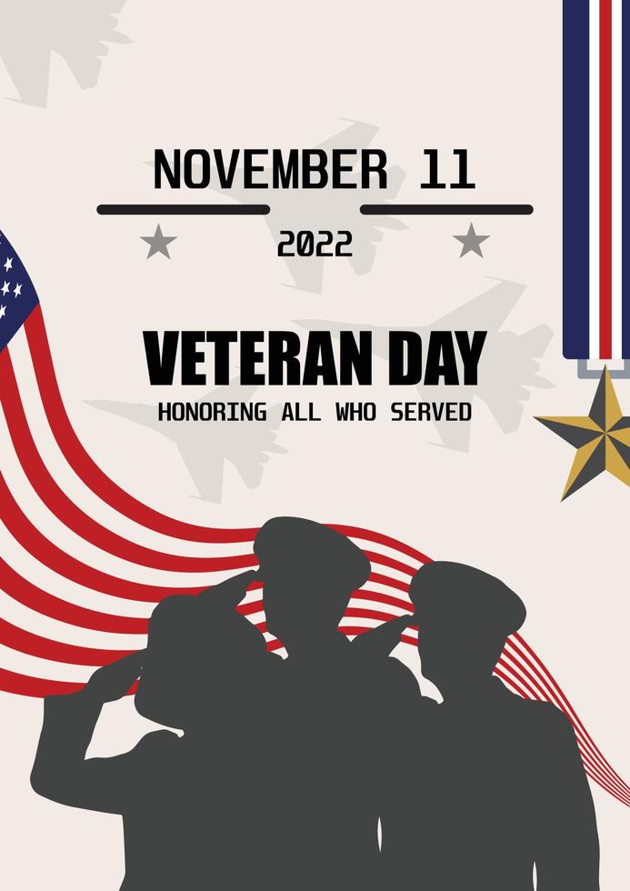 cartel del día de los veteranos en estados unidos de américa vector