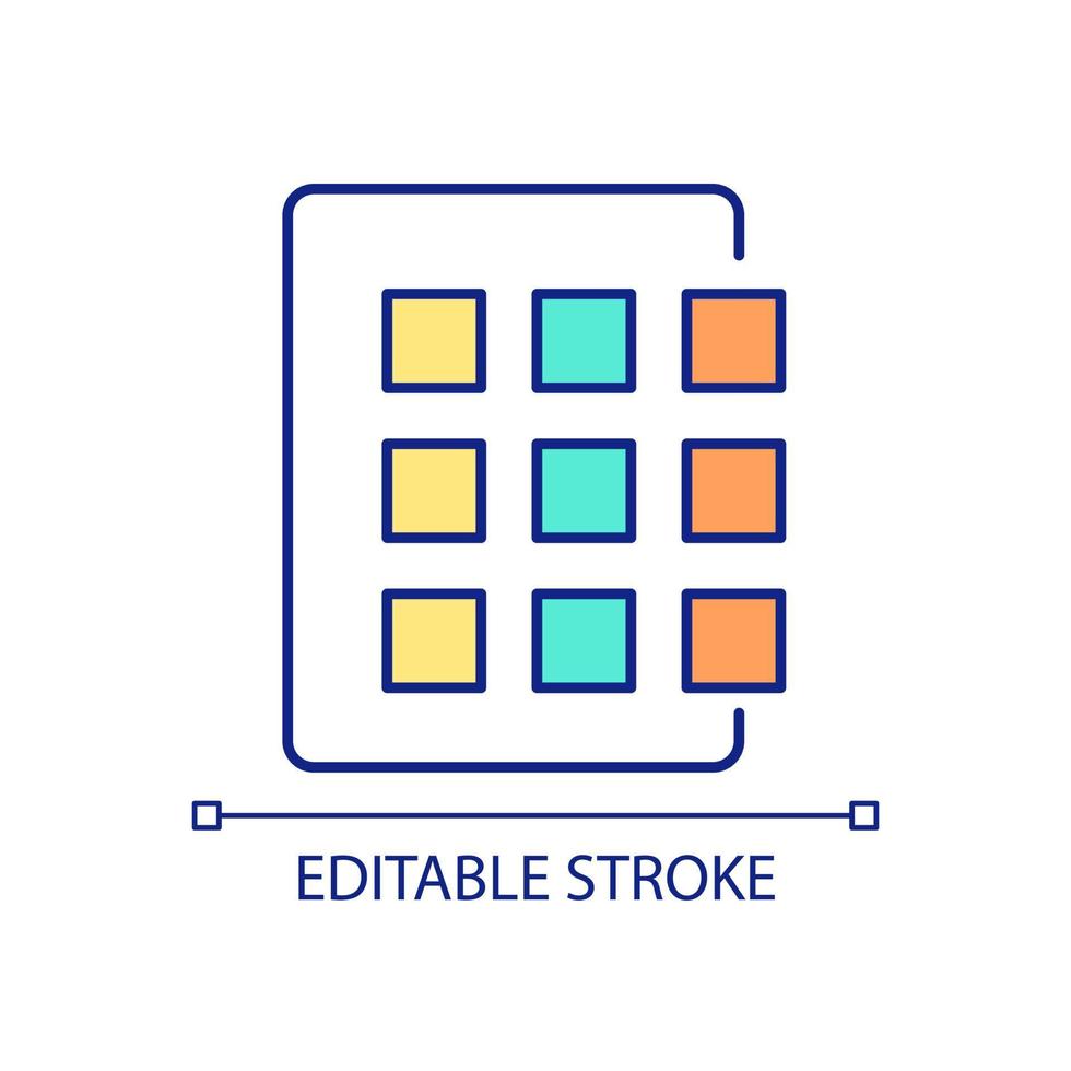 Structured data RGB color icon. Detailed information. Organized data system. Improved optimization. Isolated vector illustration. Simple filled line drawing. Editable stroke.