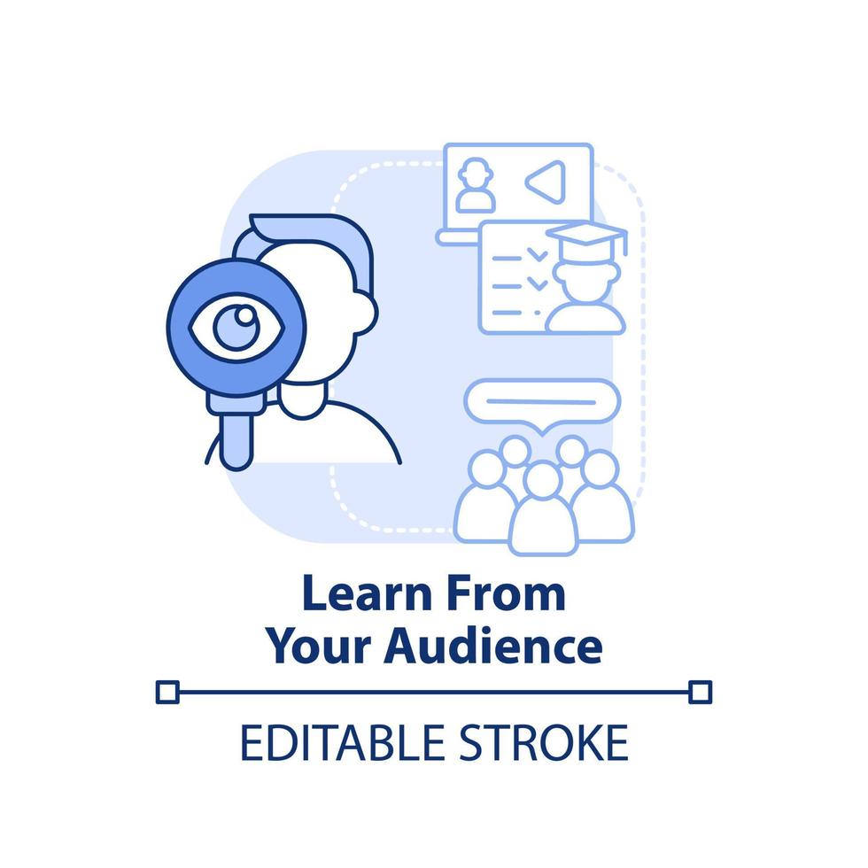 Learn from your audience light blue concept icon. People first mindset abstract idea thin line illustration. Isolated outline drawing. Editable stroke. vector