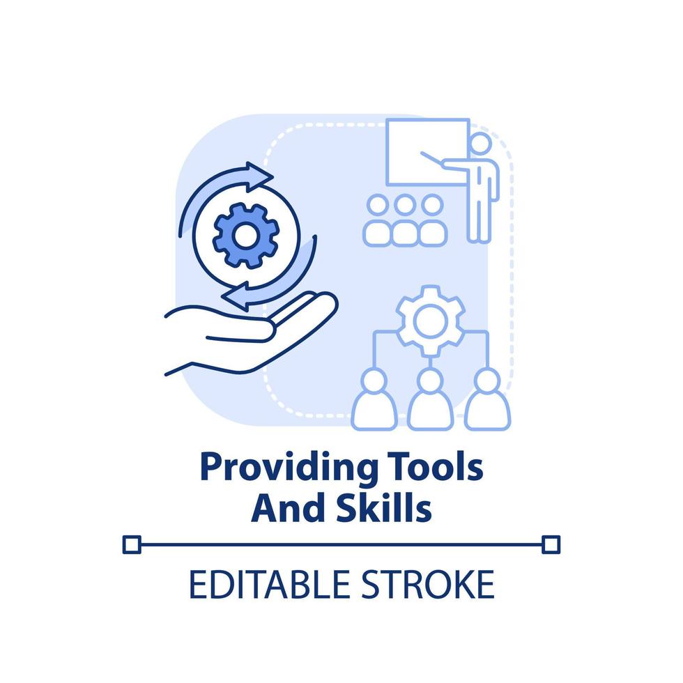 Providing tools and skills light blue concept icon. Digital first business strategy abstract idea thin line illustration. Isolated outline drawing. Editable stroke. vector