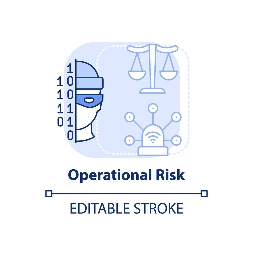 Operational risk light blue concept icon. Risk category abstract idea thin line illustration. Vulnerabilities. Isolated outline drawing. Editable stroke. vector