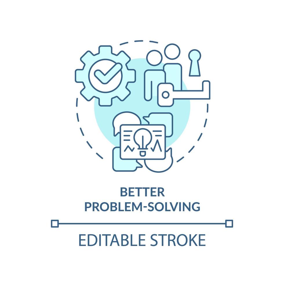 Better problem-solving turquoise concept icon. Workplace diversity advantage abstract idea thin line illustration. Isolated outline drawing. Editable stroke. vector