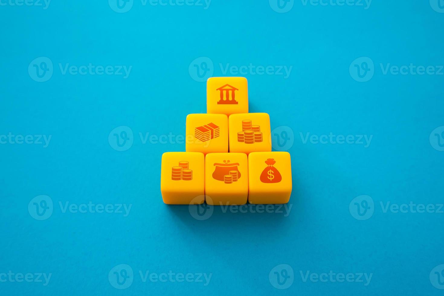 Bank and financial assets. Liquidity of bank financial resources. Stable strong economic banking system, finance. Savings, deposits and loans. Hierarchy. Asset management. photo