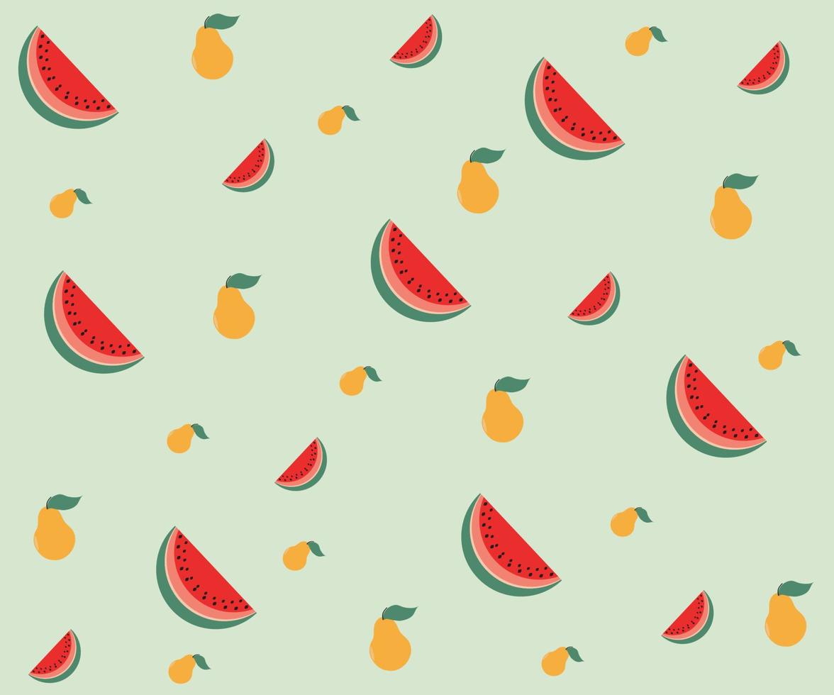 multi-colored background of watermelons and pears vector