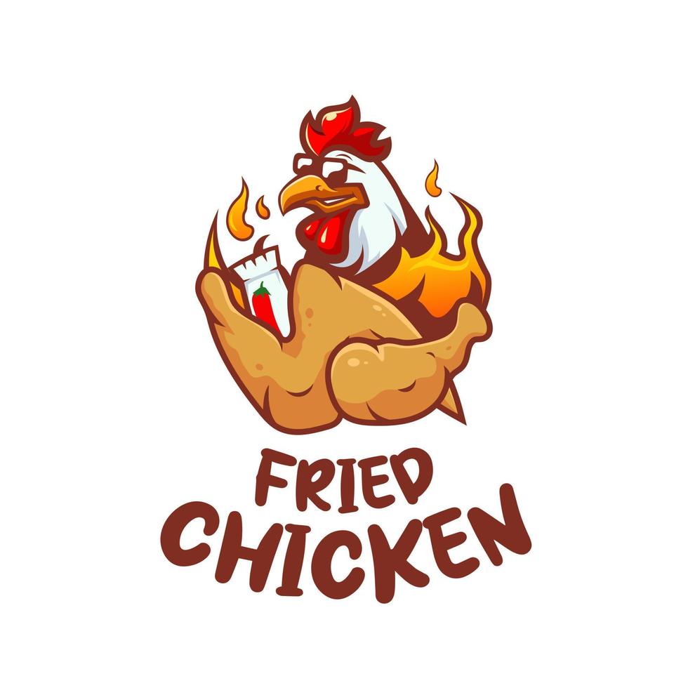 pollo frito caliente logo restaurante comida rápida vector