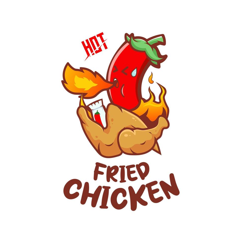 pollo frito caliente logo restaurante comida rápida vector