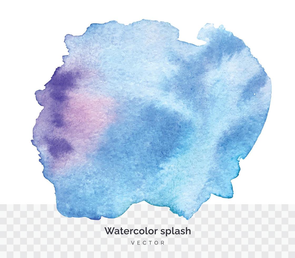 Blue watercolor stain isolated background. Vector hand painted abstract background for design