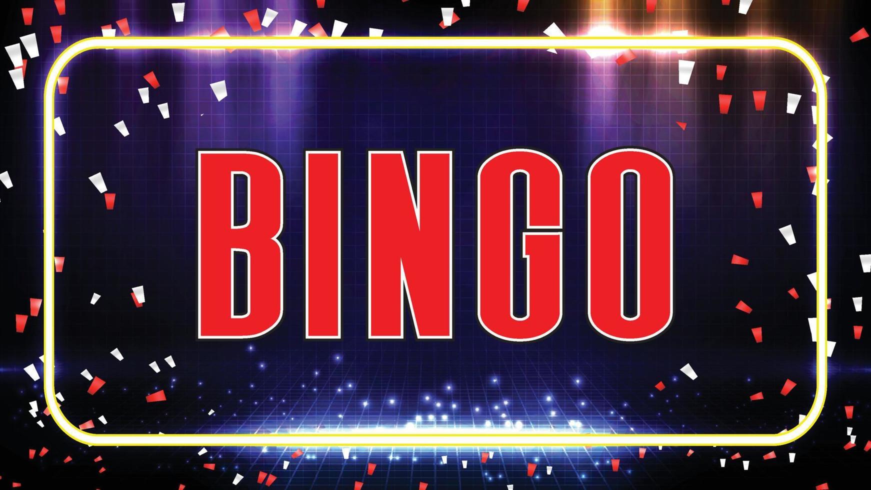 abstract background of neon bingo sign and confetti vector