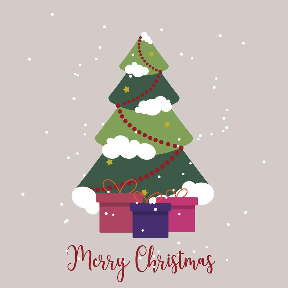 Christmas card. tree with gifts vector