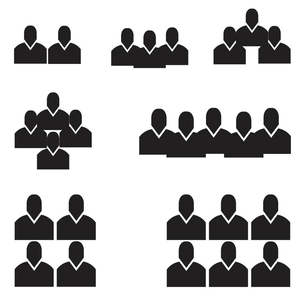People icon, Business people icon set, Person icon, crowd signs, and group symbol vector
