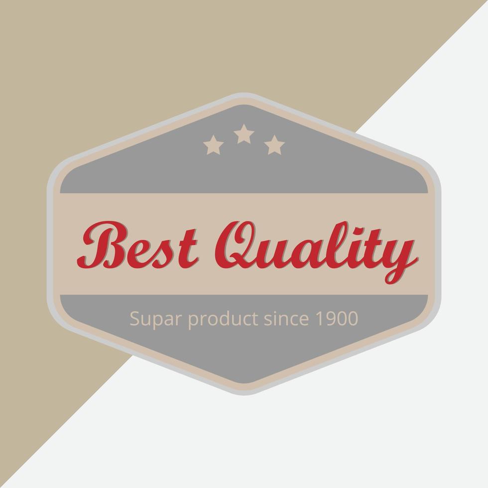 Vintage quality badge design. Best quality sticker, realistic icon isolated vector illustration EPS10.