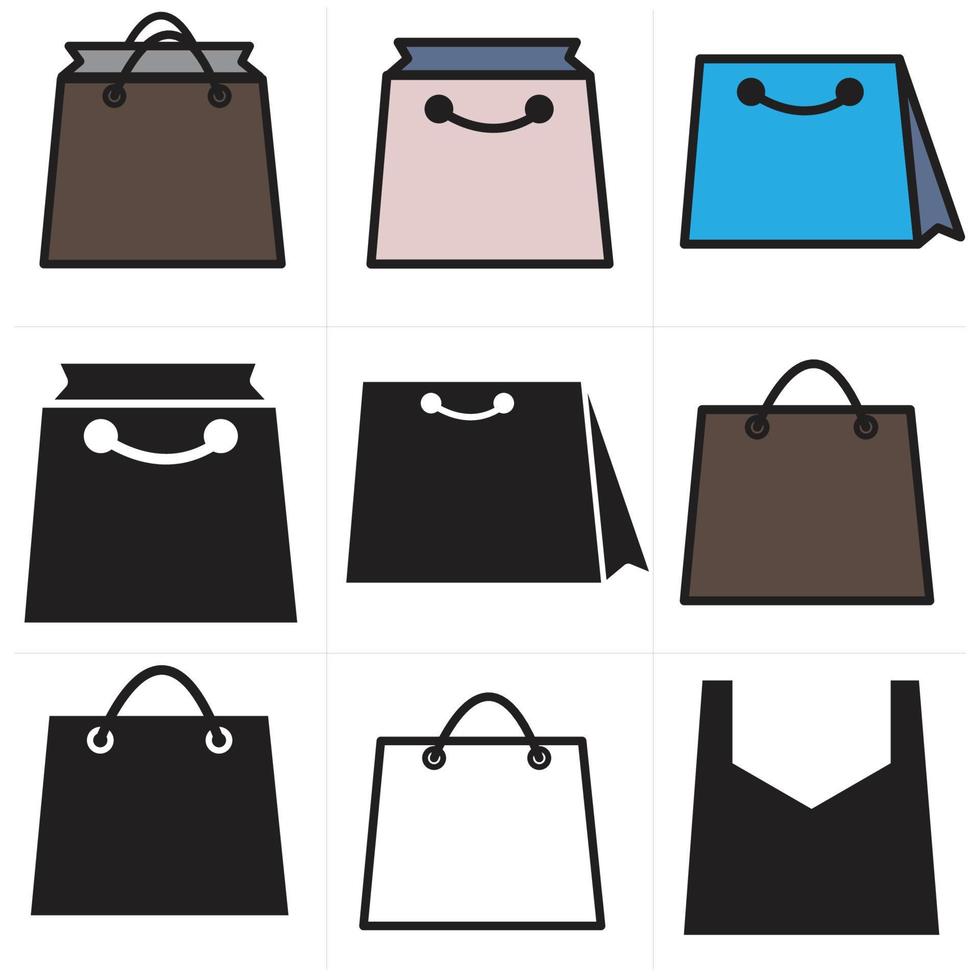 Bag icon, Shopping bag vector, Paper bag sign set. vector