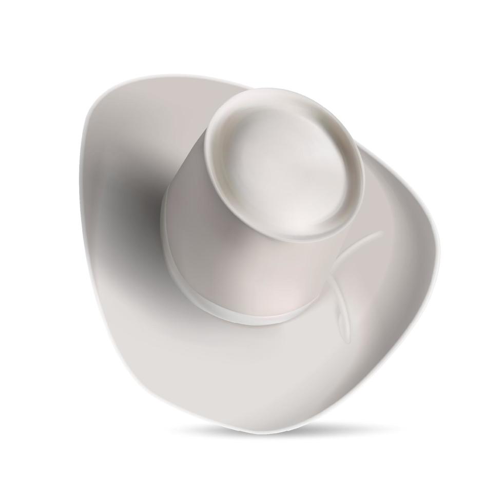 vector 3d sombrero de vaquero realista con sombra aislado sobre fondo blanco.