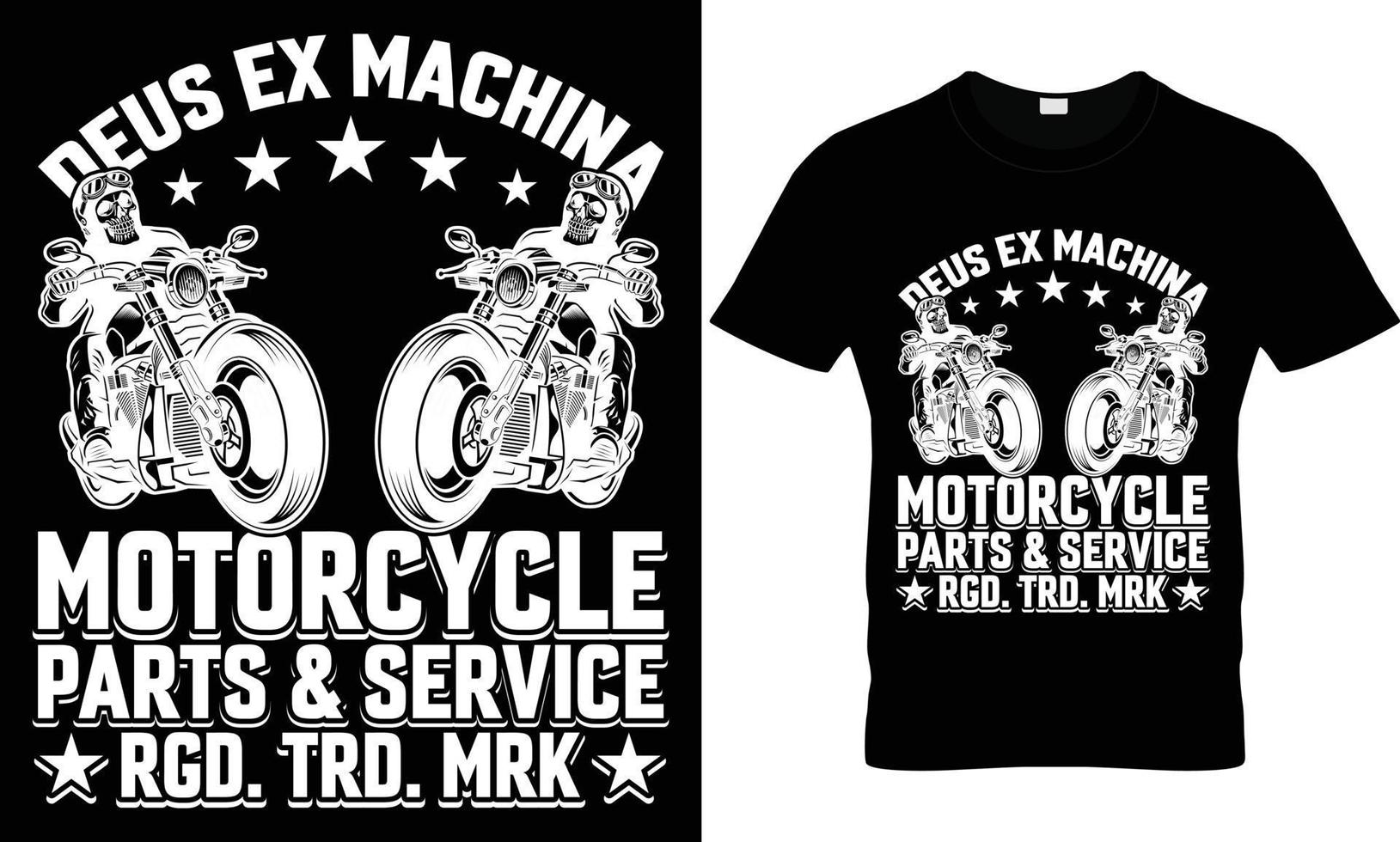 deus ex machina servicio de piezas de motocicleta rgd trd mrk diseño de camiseta vector