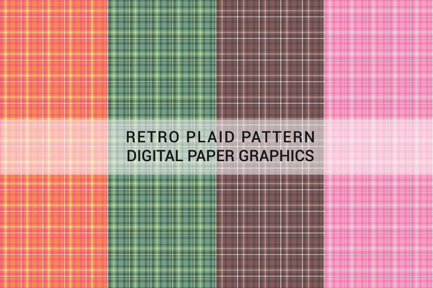 Retro Plaid Pattern Graphics Bundle vector