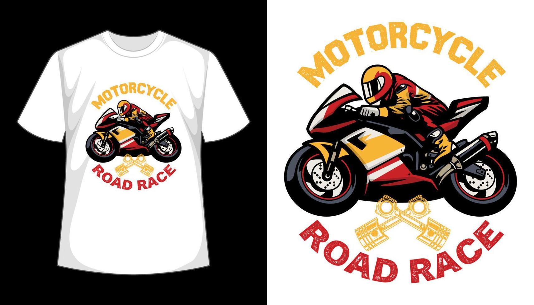 plantilla de diseño de camiseta de carrera de motos con motociclista vector
