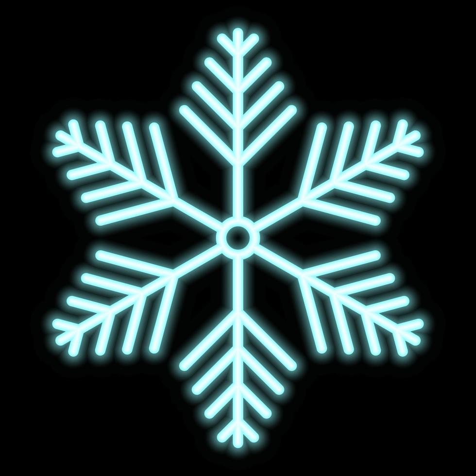 Vector neon decorative snowflake on a black background.
