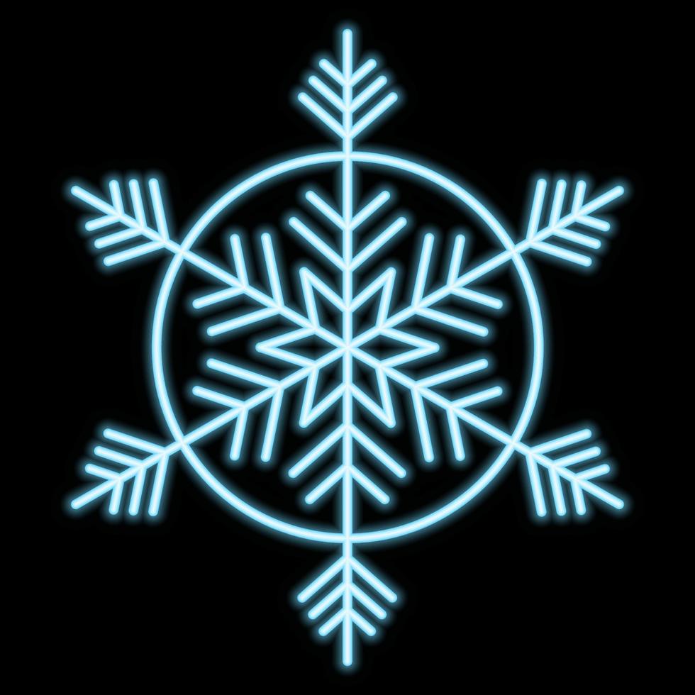 Vector Drawing Snowflake With Neon Effect.