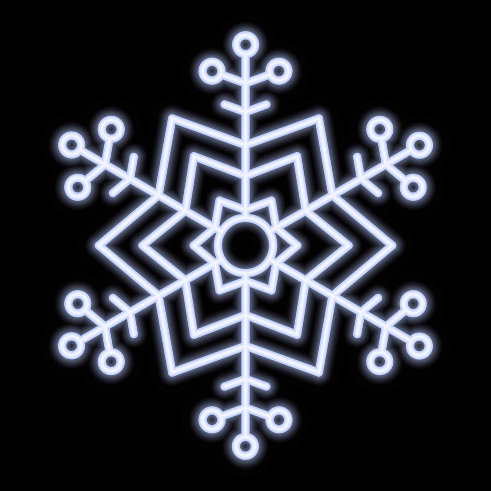 Vector Neon Snowflake On Black Background.