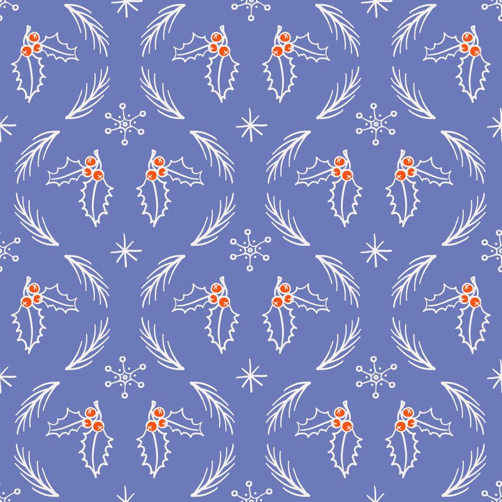 Cute Christmas background. Seamless doodle style pattern with Christmas or New Year elements. Vector illustration for wrapping paper, fabric, textile, scrapbook paper.