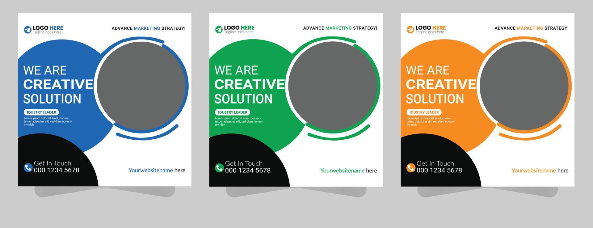 Digital marketing live webinar and corporate social media post template vector