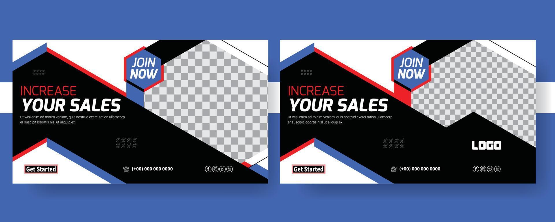 Corporate marketing web banner Template design, webinar facebook cover banner template social media post Youtube Thumbnail web banner package Bundle, products promotion banners template. vector