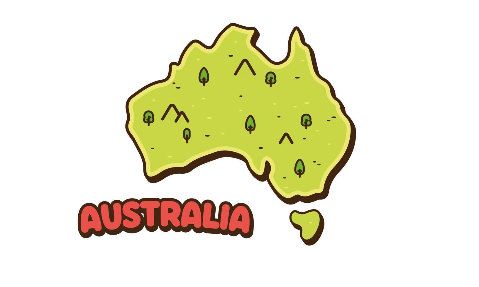 Australia country map concept design vector icon cartoon illustration