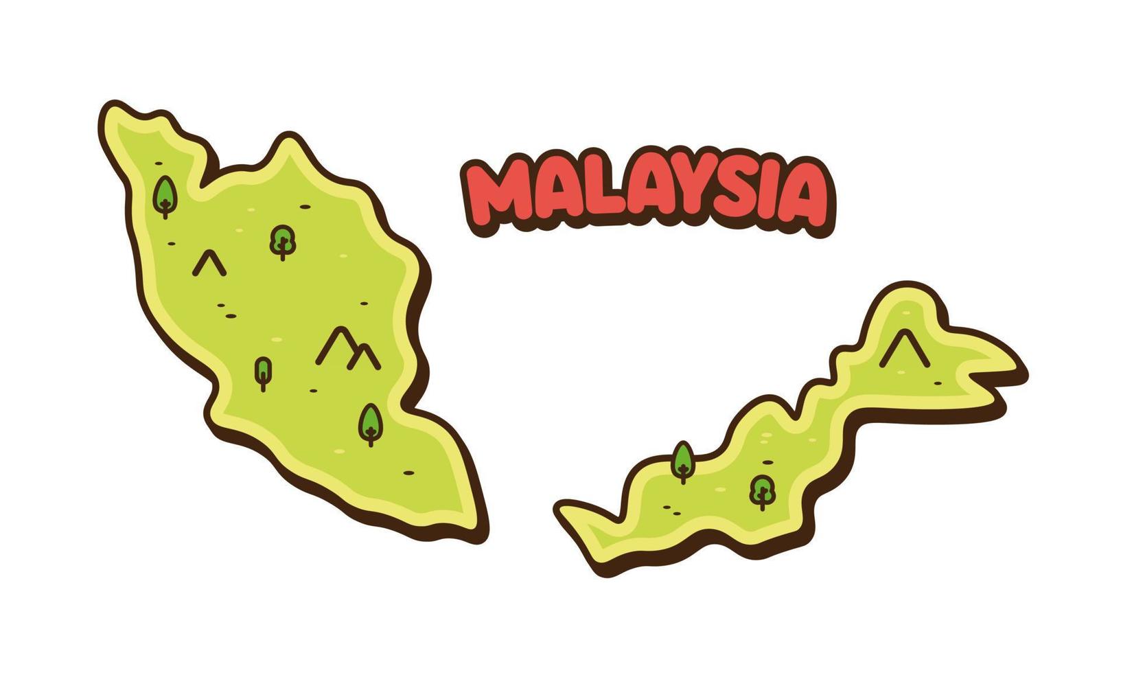 malasia país mapa vector icono dibujos animados ilustración