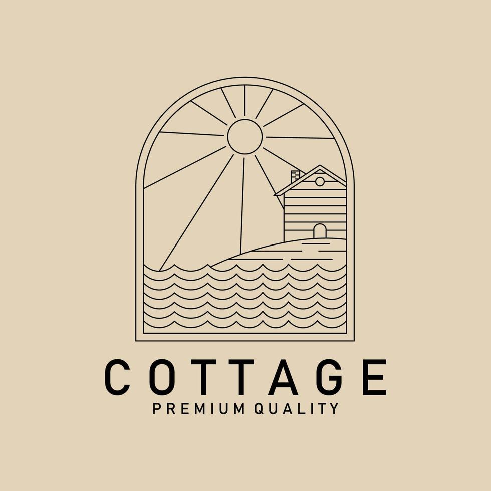 Cottage line art logo, icon and symbol, vector illustration design